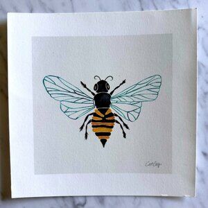 Bumblebee Watercolor Art Print 8x8”
